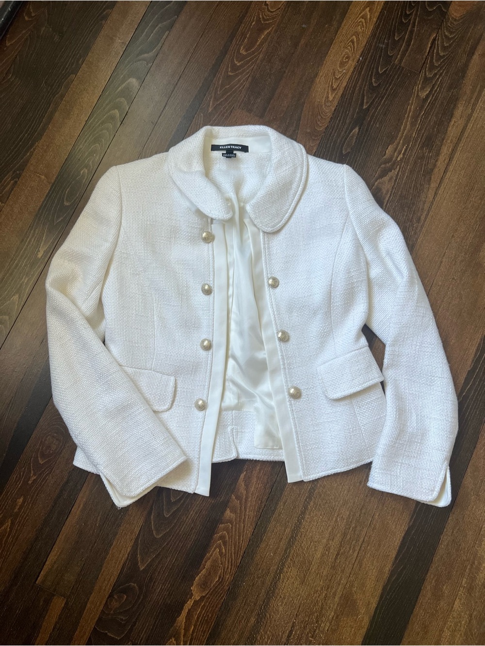 St. John Collection Cream Tweed Pearl-Button Jacket